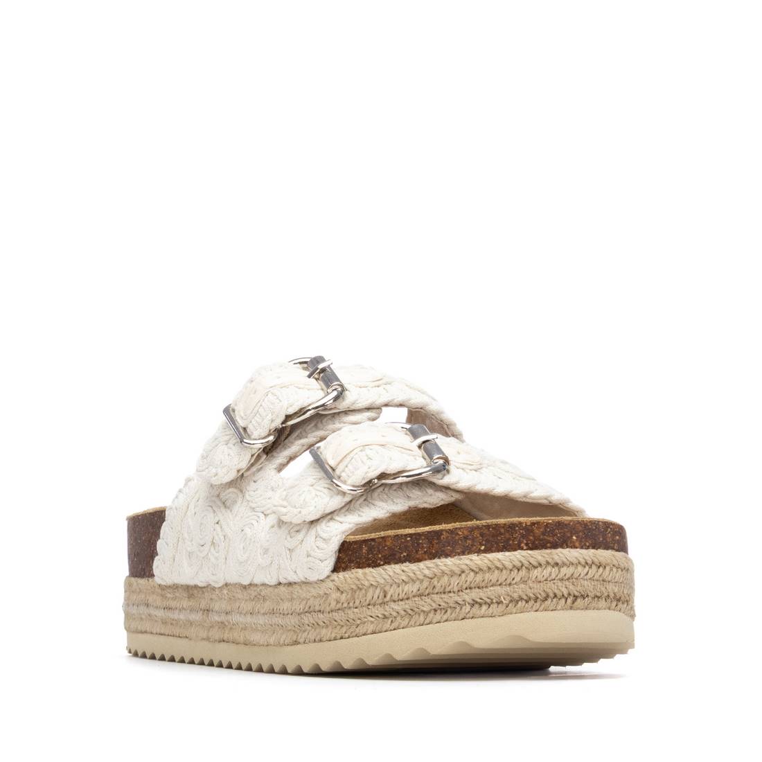 Refresh women's beige denim sandal with buckle