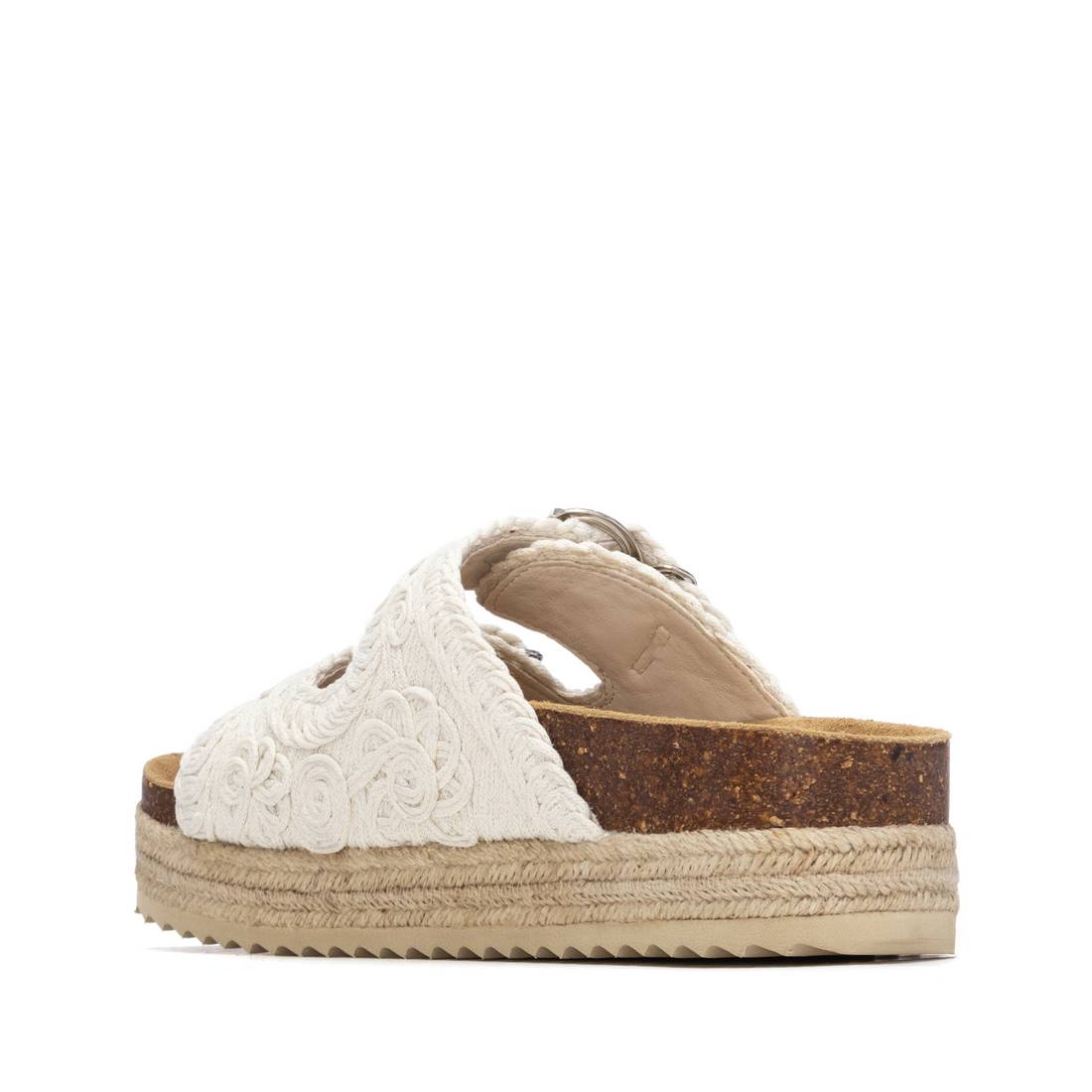 Refresh women's beige denim sandal with buckle