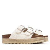 Refresh women's beige denim sandal with buckle