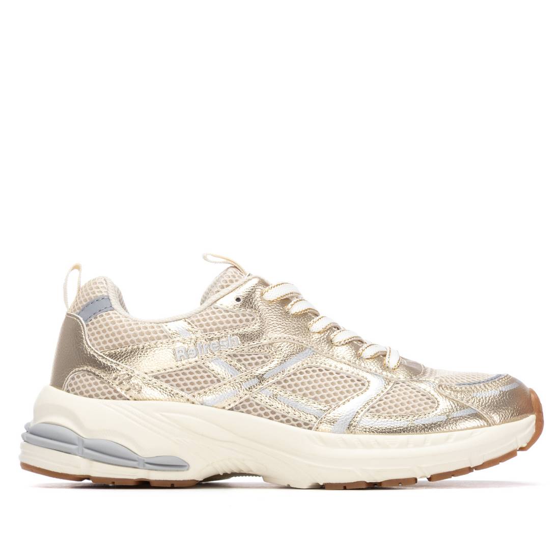 Refresh women's gold mesh lace-up trainer