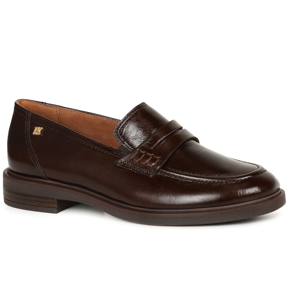 Paul Green women's brown glossy leather loafer