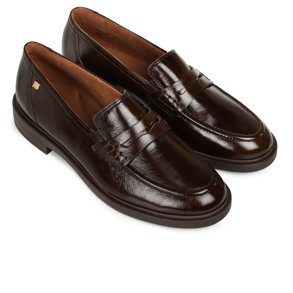 Paul Green women's brown glossy leather loafer