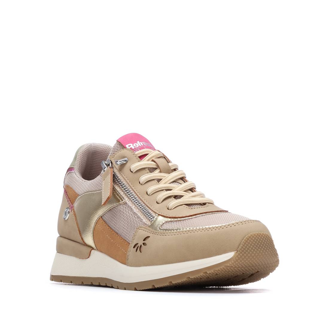 Refresh women's beige mesh lace-up trainer