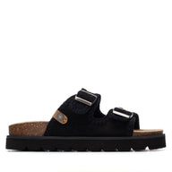 Refresh women's black denim sandal with buckle