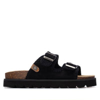 Refresh women's black denim sandal with buckle