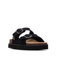 Refresh women's black denim sandal with buckle