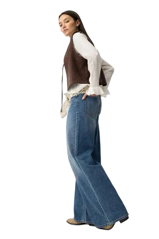 Tiffosi Womens Celine Wide Leg Jeans Denim Blue
