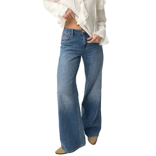 Tiffosi Womens Celine Wide Leg Jeans Denim Blue