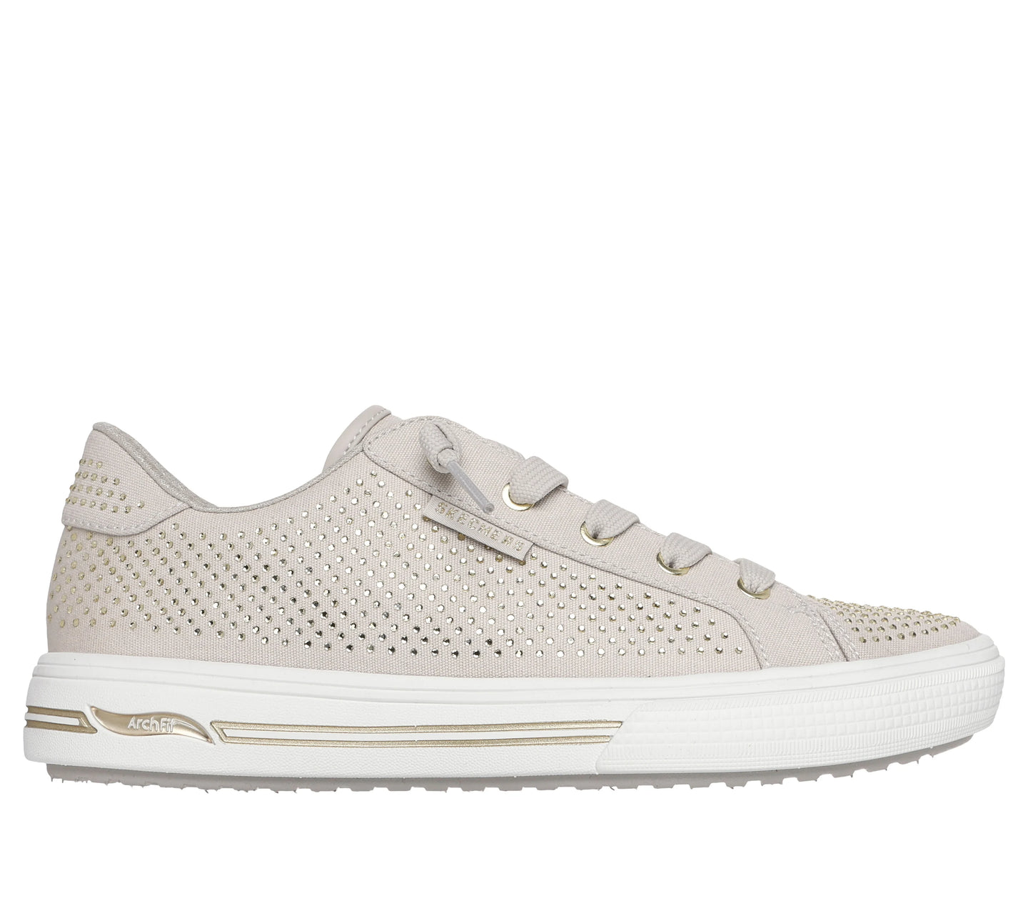 Skechers Womens Trainer Arch Fit Arcade Gem Steps 177221 Taupe/Gold