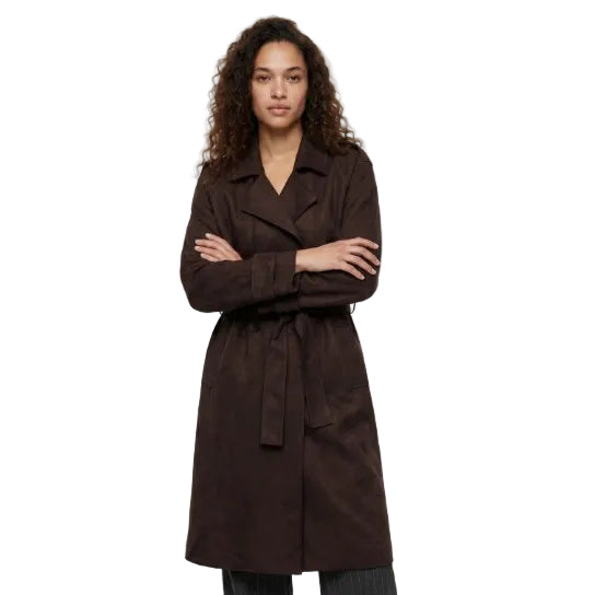 Tiffosi Suez women's chocolate brown suedette trench coat
