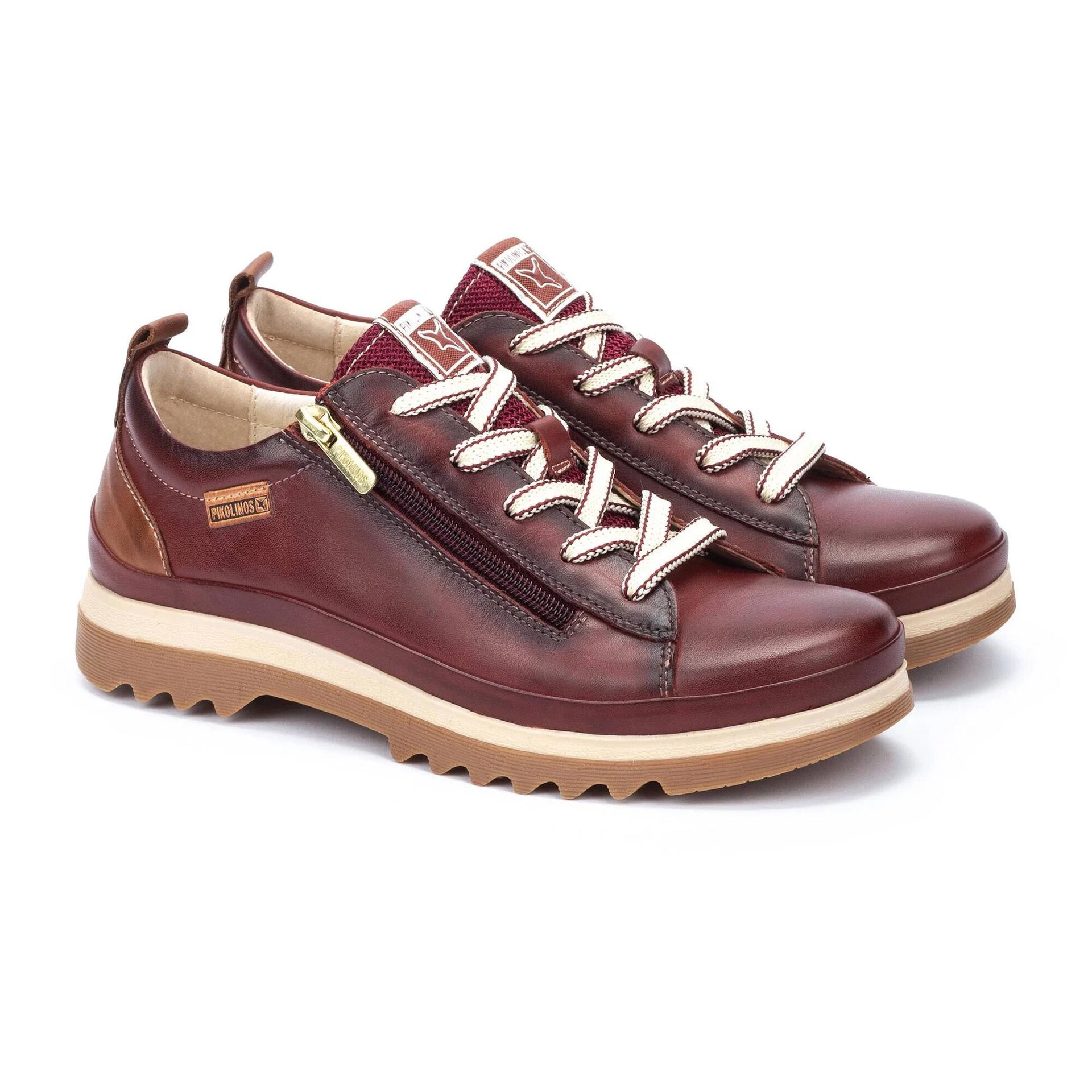 Pikolinos women's terracotta leather lace-up shoe