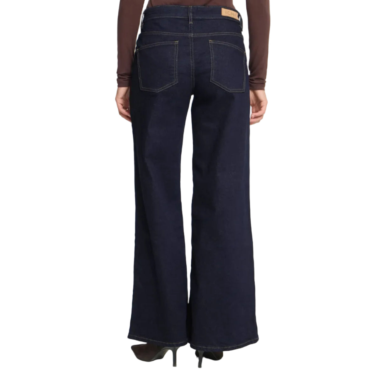 Ichi Twiggy women's dark blue wide-leg denim jeans