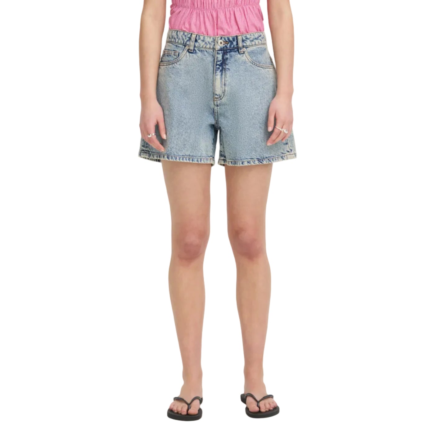 Ichi Womens Ihaveny Shorts Light Blue Bleached