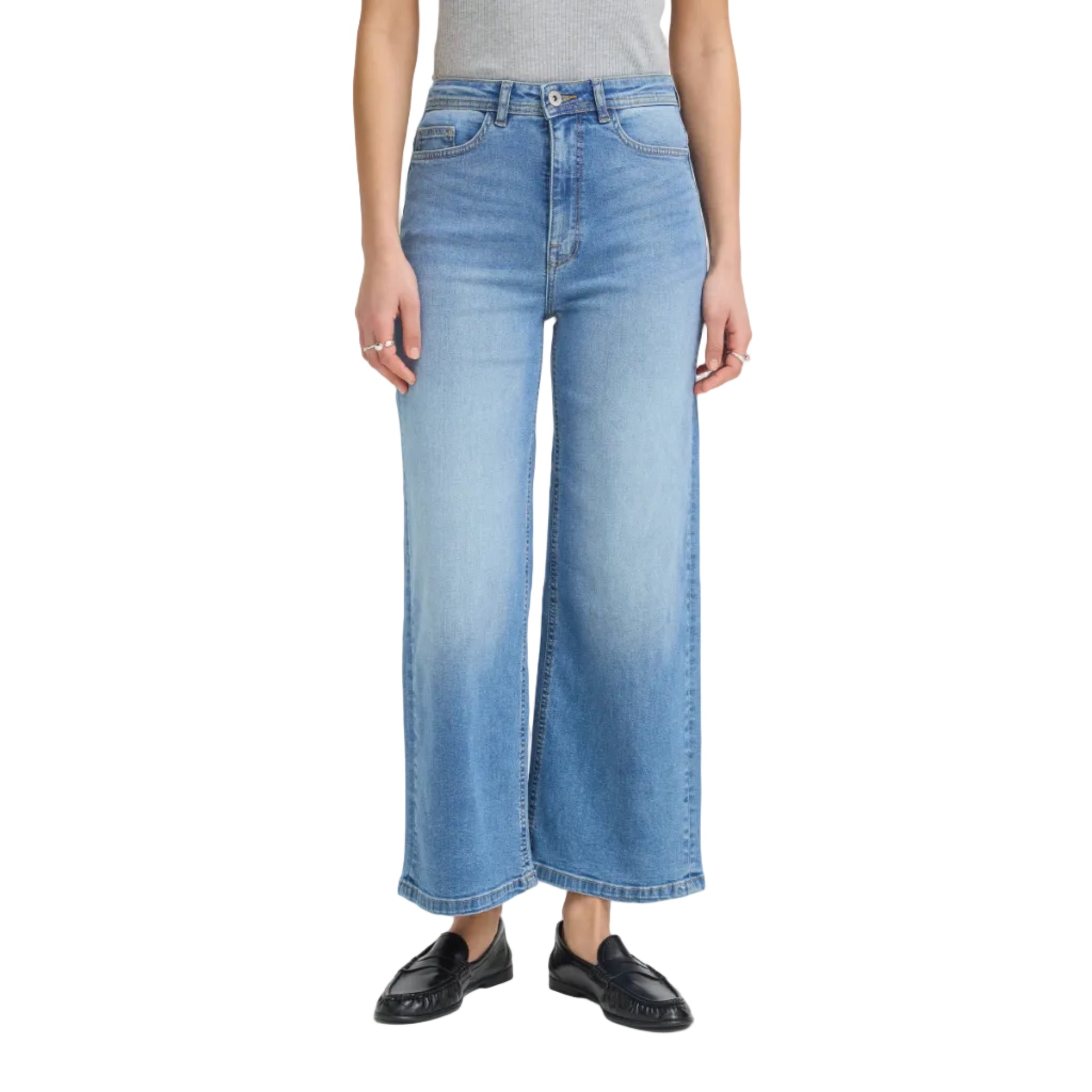 Ichi women's blue denim jeans with zip