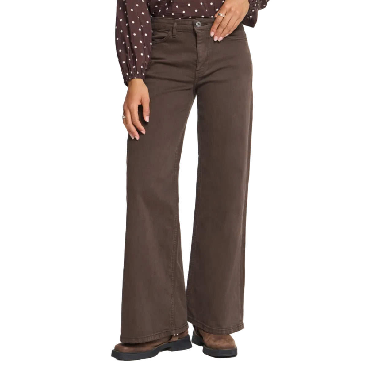 Ichi Womens Jean KAZiggy Wide Coffee Bean