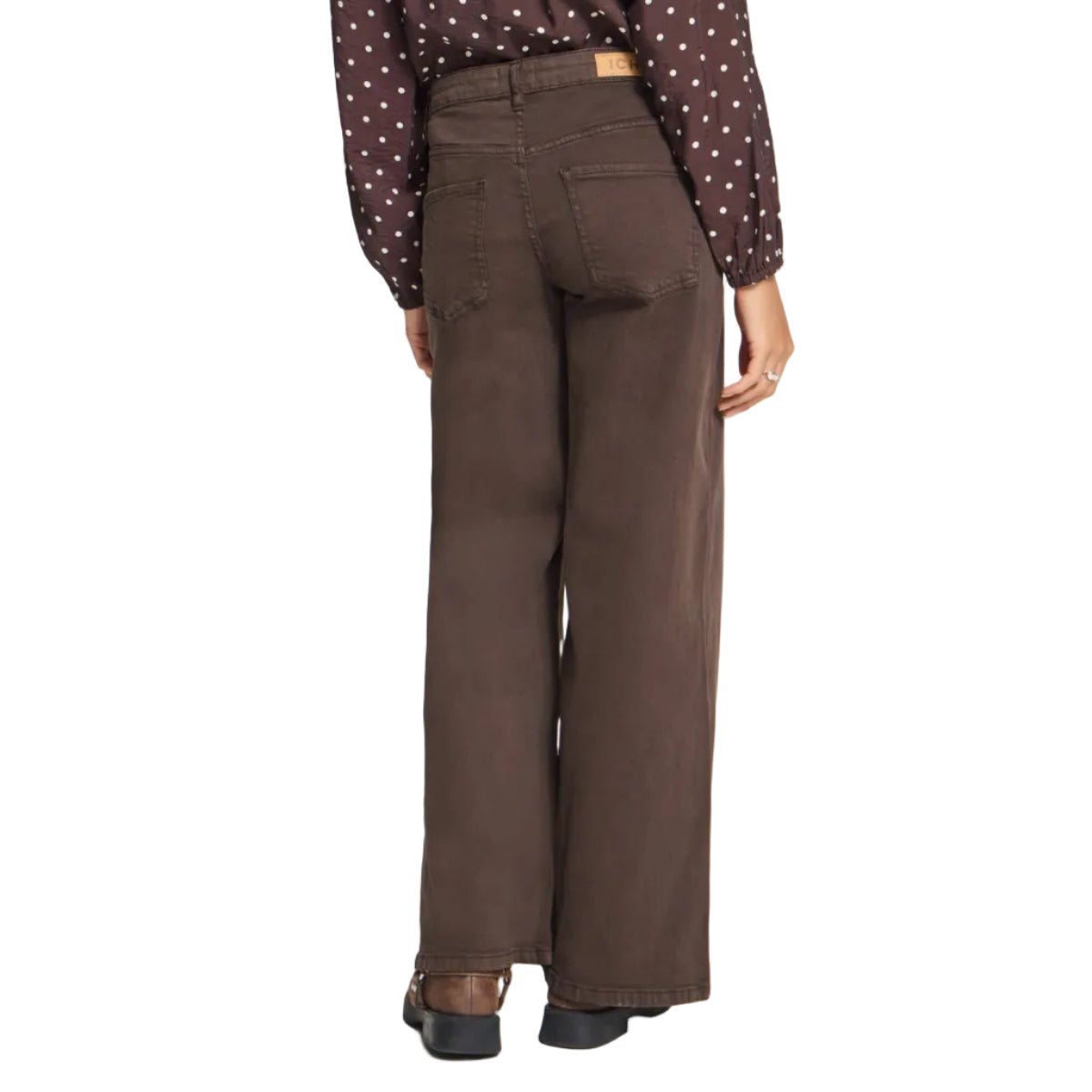 Ichi Ziggy women's coffee bean brown wide-leg jeans