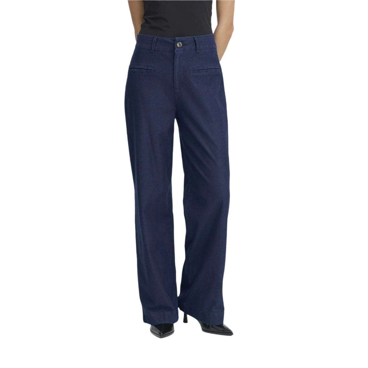 Ichi Womens Pants Kate Denim Dark Blue