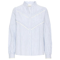 Ichi Womens Shirt Litu Creme/Blue Stripe