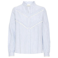 Ichi Womens Shirt Litu Creme/Blue Stripe