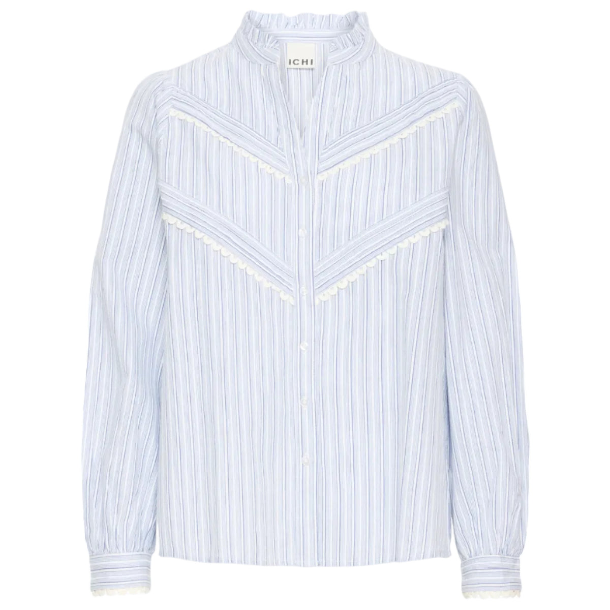 Ichi Womens Shirt Litu Creme/Blue Stripe