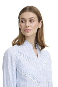 Ichi Womens Shirt Litu Creme/Blue Stripe