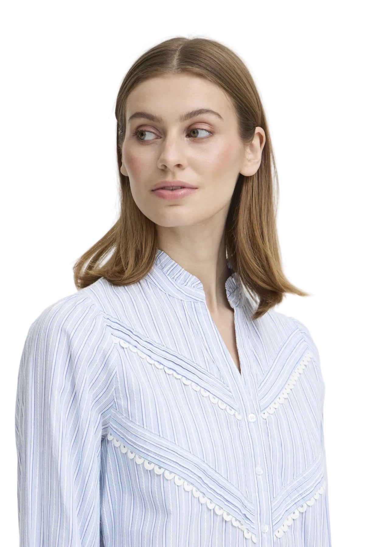 Ichi Womens Shirt Litu Creme/Blue Stripe