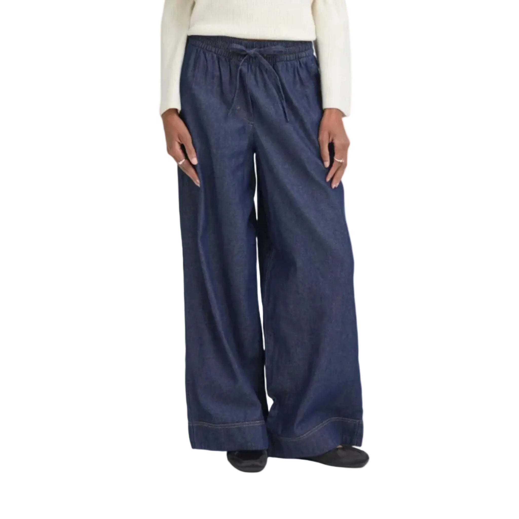 Ichi women's blue denim jeans with drawstring