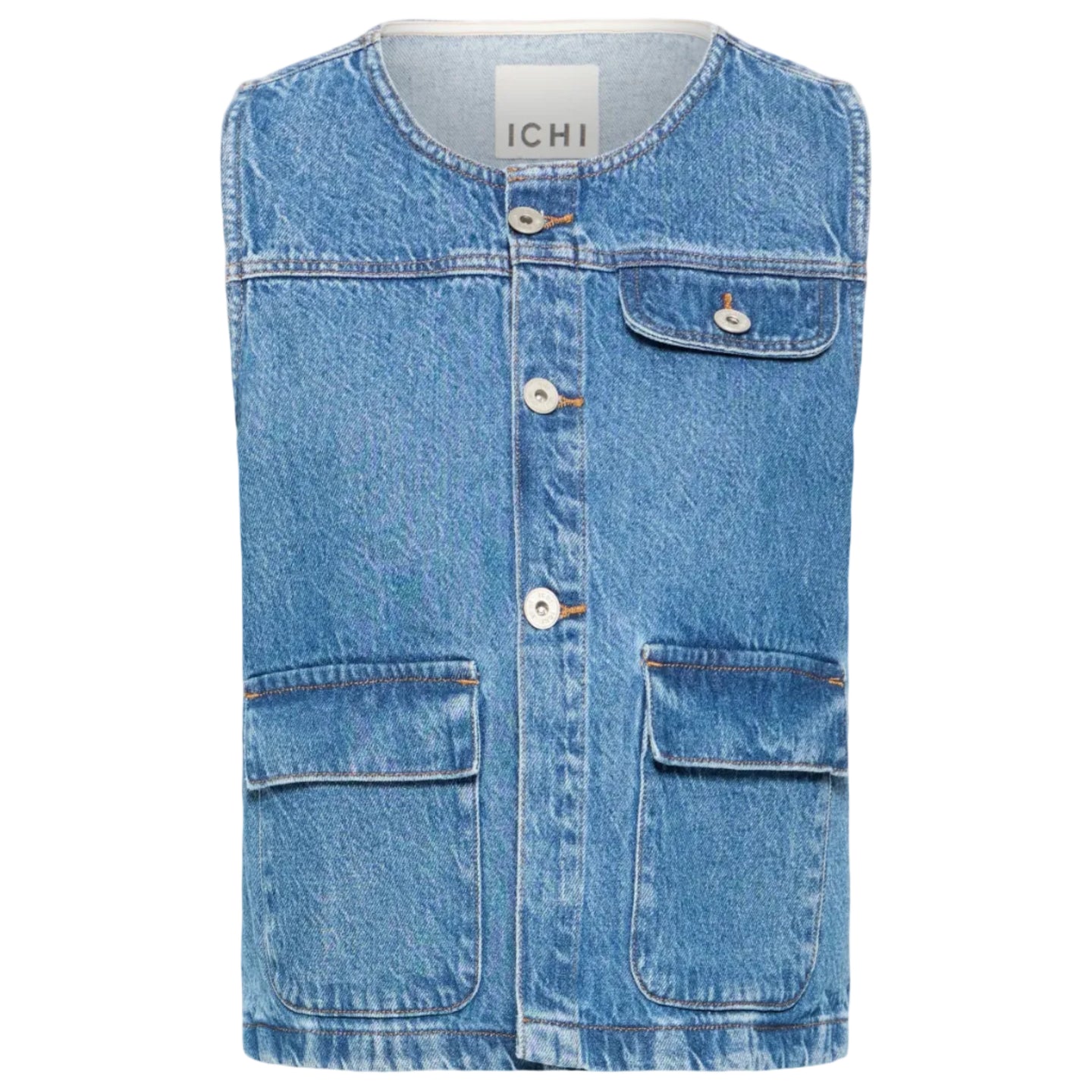 Ichi Womens Ihpamila Waistcoat Medium Blue