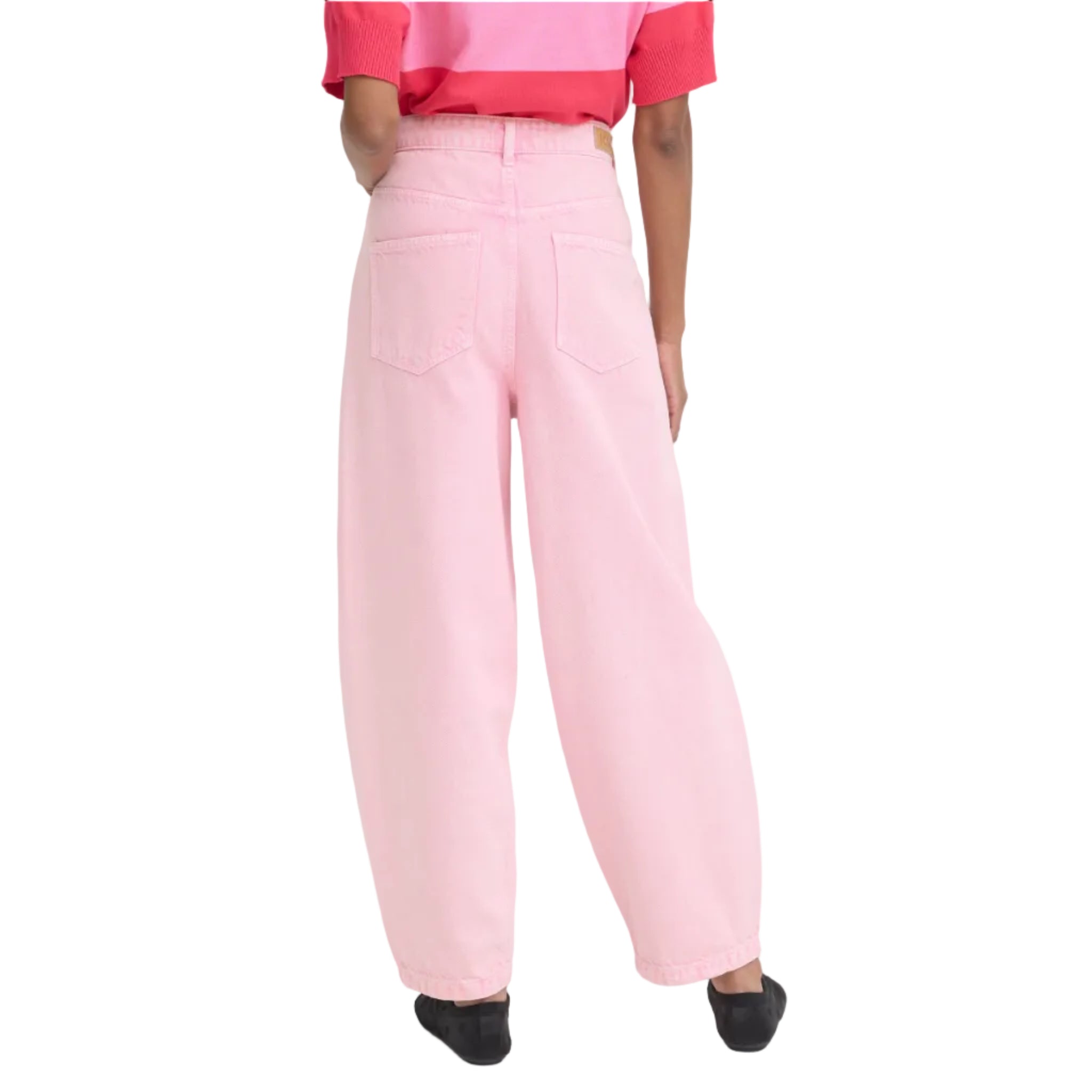 Ichi women's pink denim jeans with zip