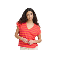 Ichi Womens Ihjuniper T-Shirt Mandarin Red/Azalea Stripe