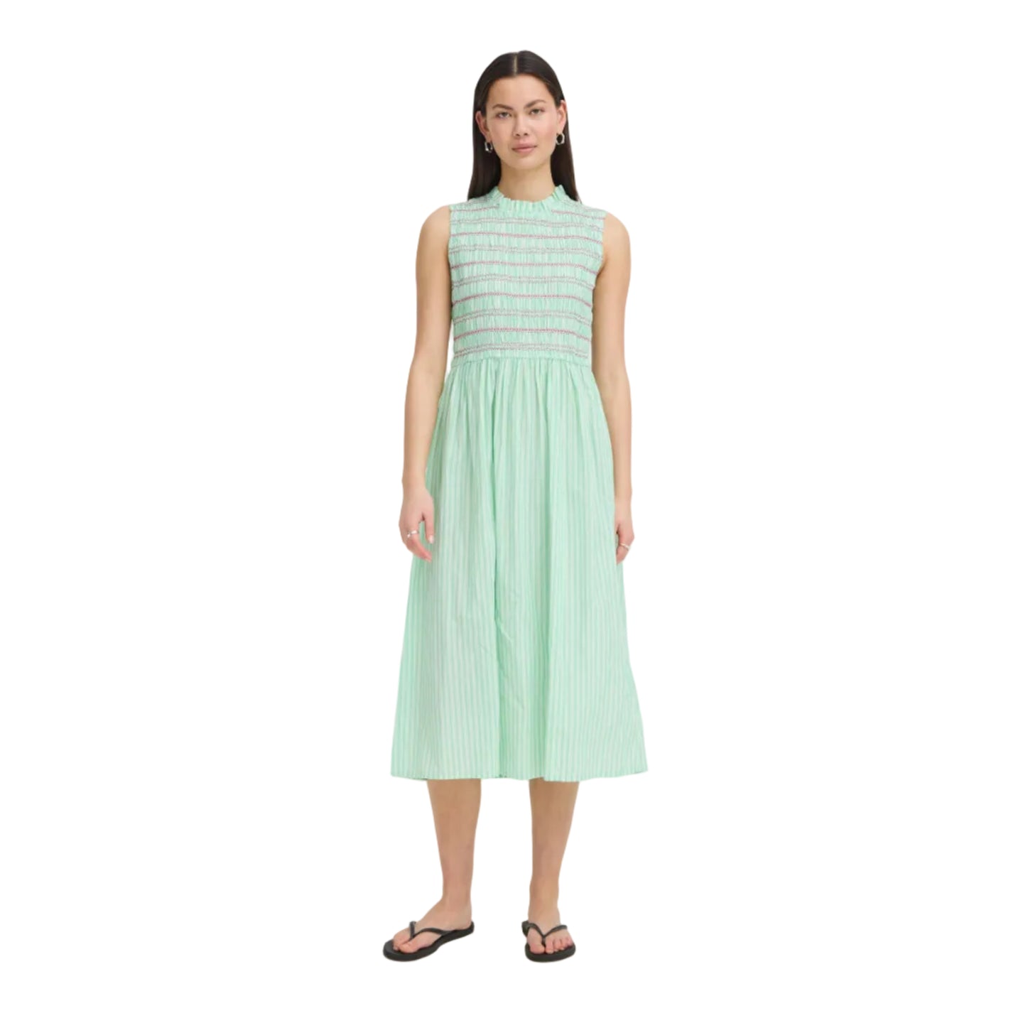 Ichi Womens Ihlocy Dress Green/Birch Stripe