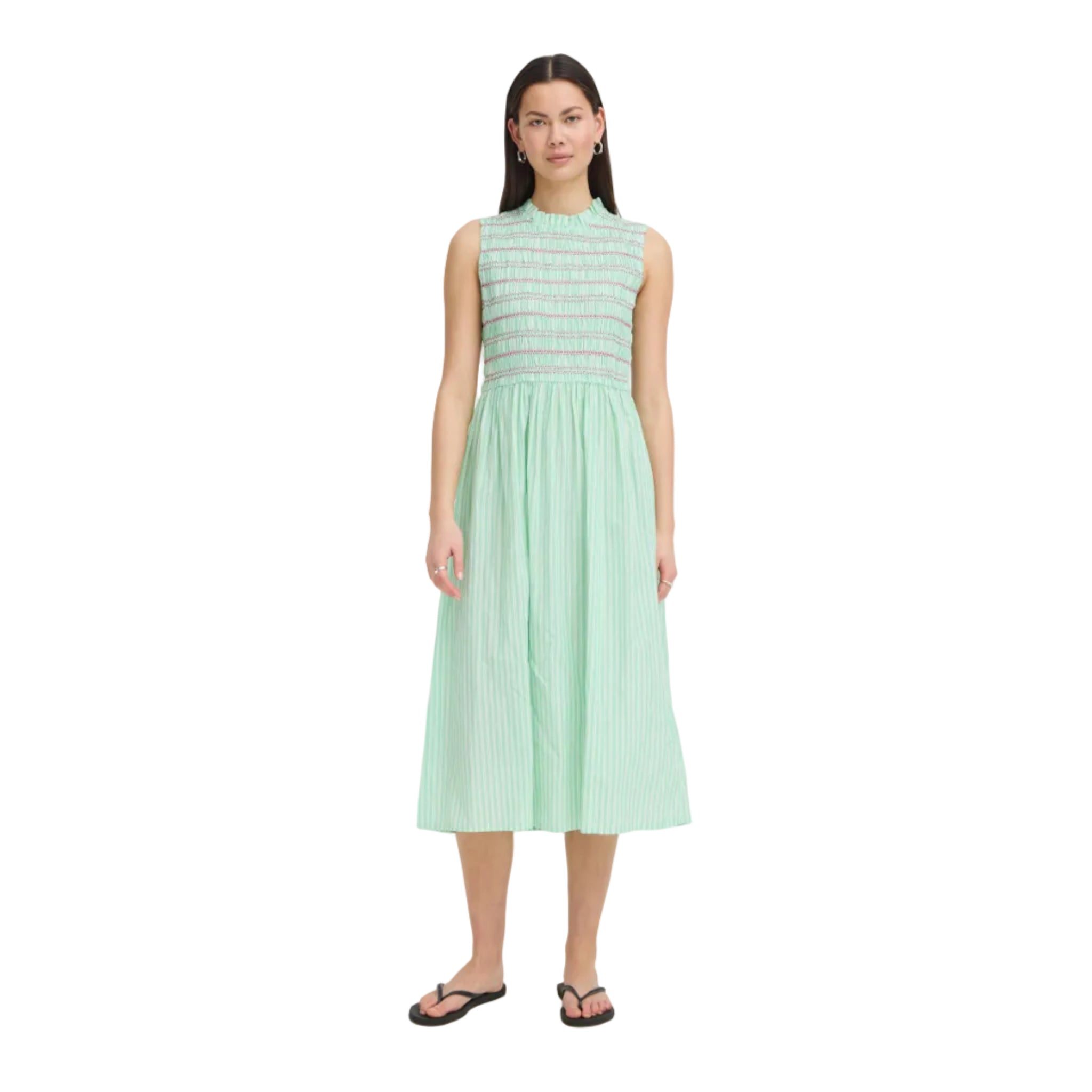 Ichi Womens Ihlocy Dress Green/Birch Stripe