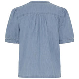 Ichi Womens Top Ancey Washed Medium Blue