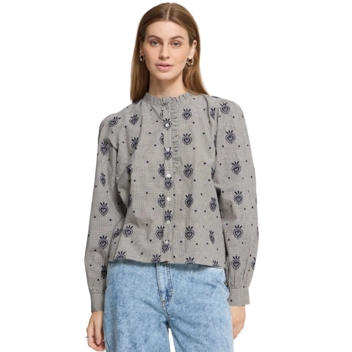 Ichi Eloza women's birch and dark blue blouse