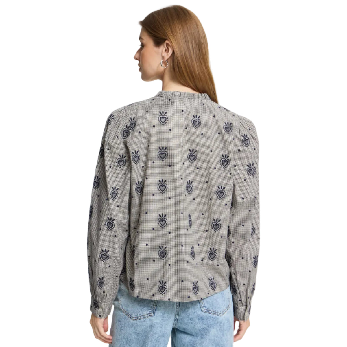 Ichi Eloza women's birch and dark blue blouse