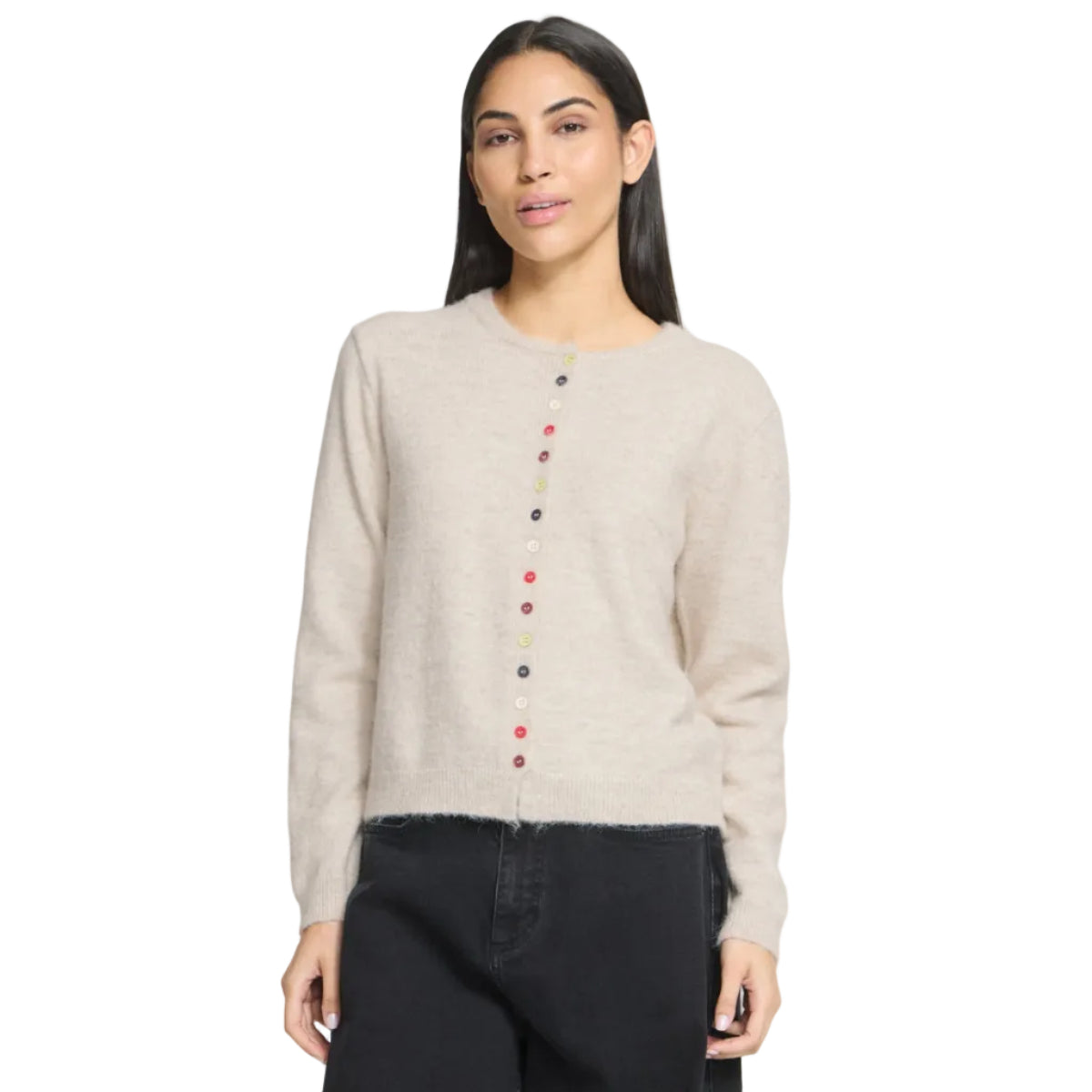Ichi Fantia women's birch melange knitted cardigan