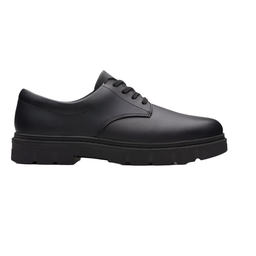 Clarks Boys Shoe Lorcam Loop K Black Leather