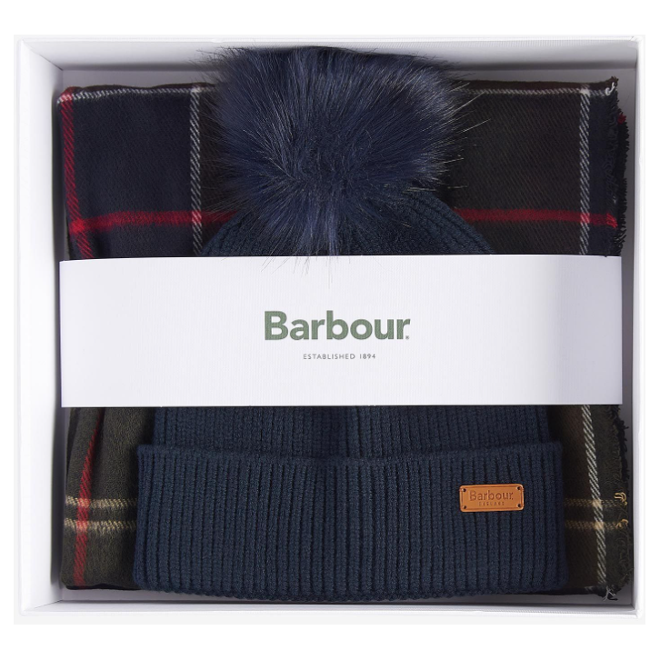Barbour Dover Beanie & Hailes Scarf Gift Set Classic