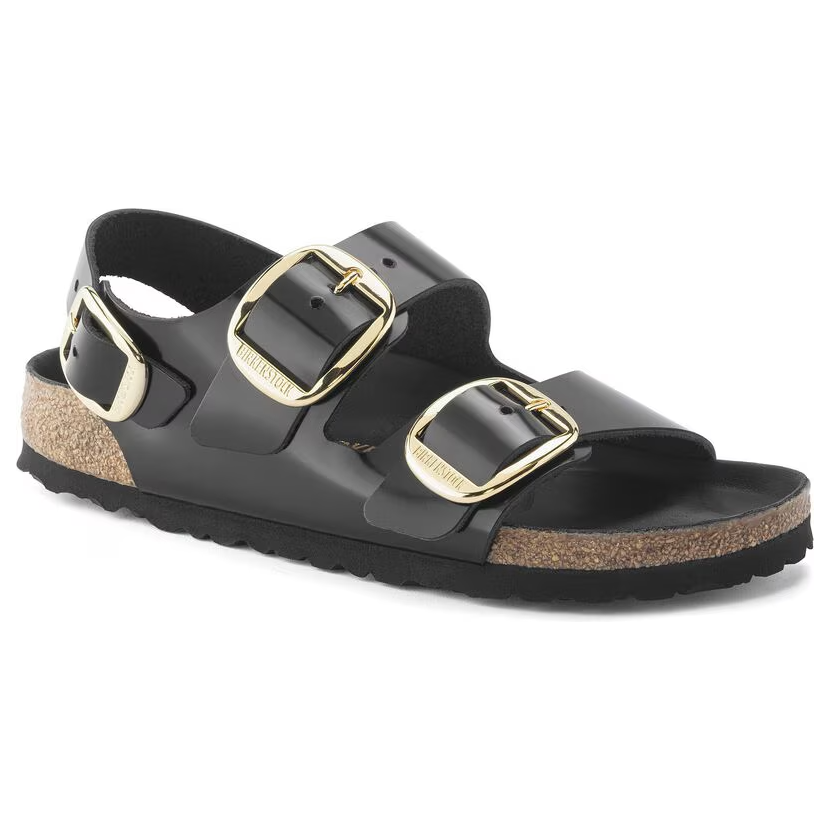 Birkenstock Womens Sandal Milano Big Buckle High-Shine Black