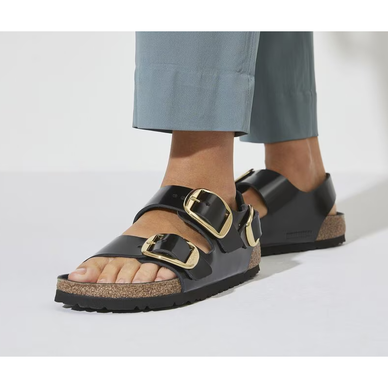 Birkenstock Womens Sandal Milano Big Buckle High-Shine Black