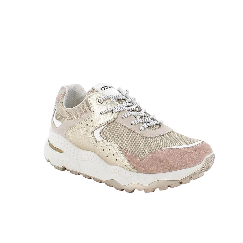 Igi&co women's beige leather lace-up trainer