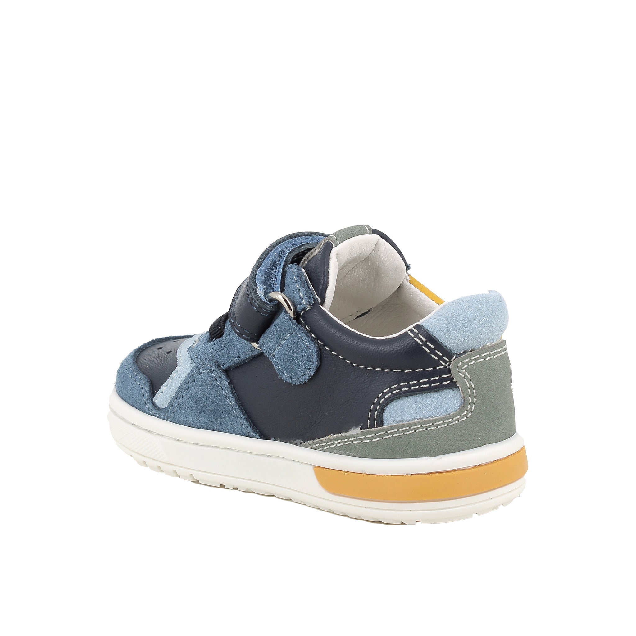 Primigi boys' blue leather trainer with velcro