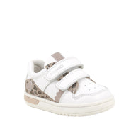 Primigi girls' beige leather trainer with velcro