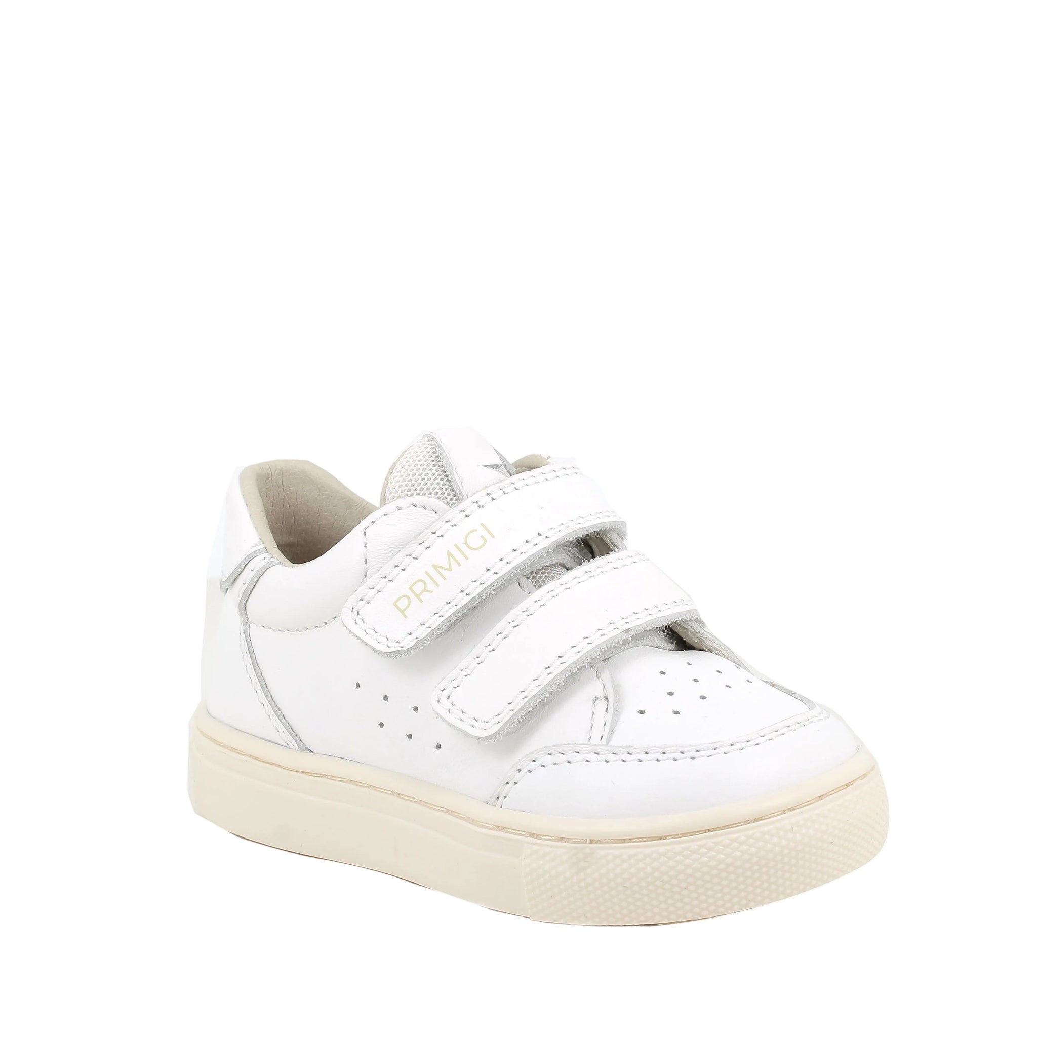 Primigi girls' white leather trainer with velcro