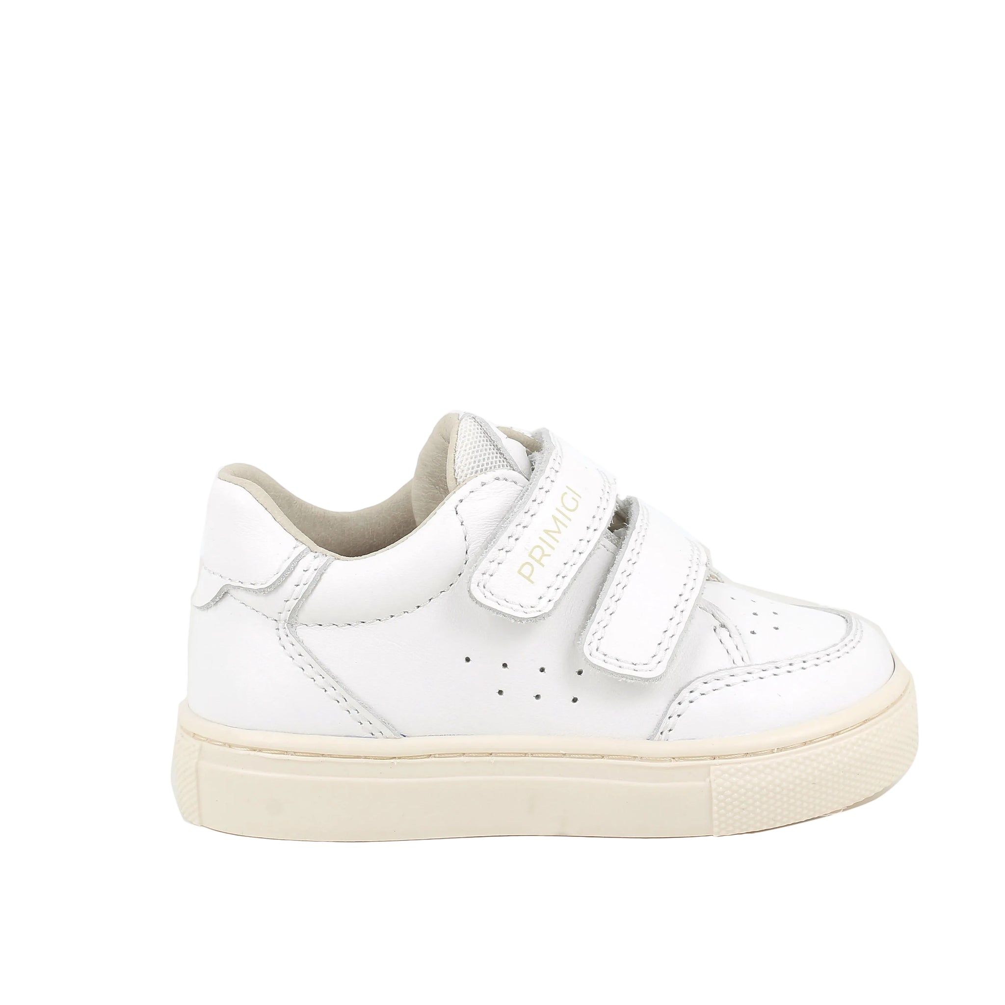 Primigi girls' white leather trainer with velcro