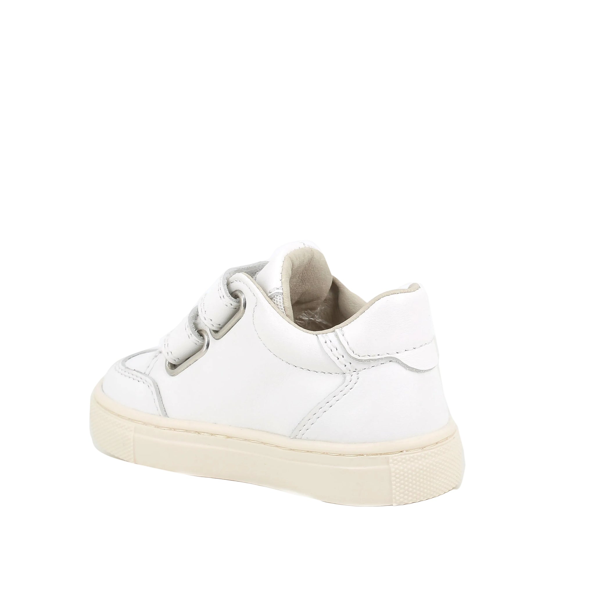 Primigi girls' white leather trainer with velcro