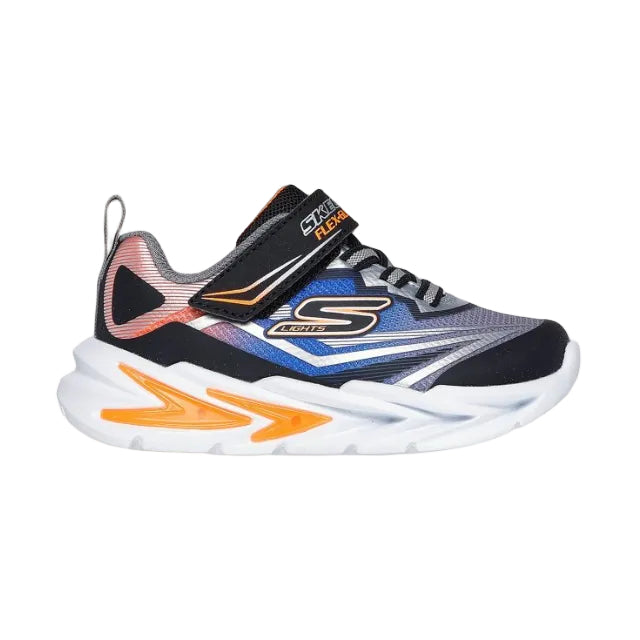 Skechers boys' black and silver lace-up trainer