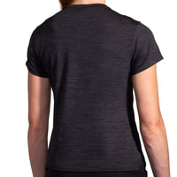 Brooks Womens T-Shirt Luxe Short Sleeve HTR Deep Black
