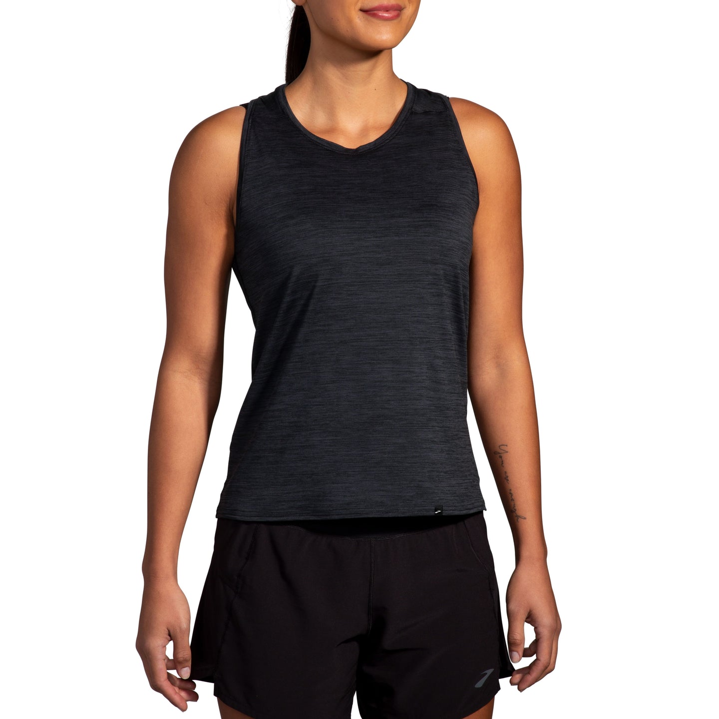 Brooks Womens Tank Top Luxe HTR Deep Black