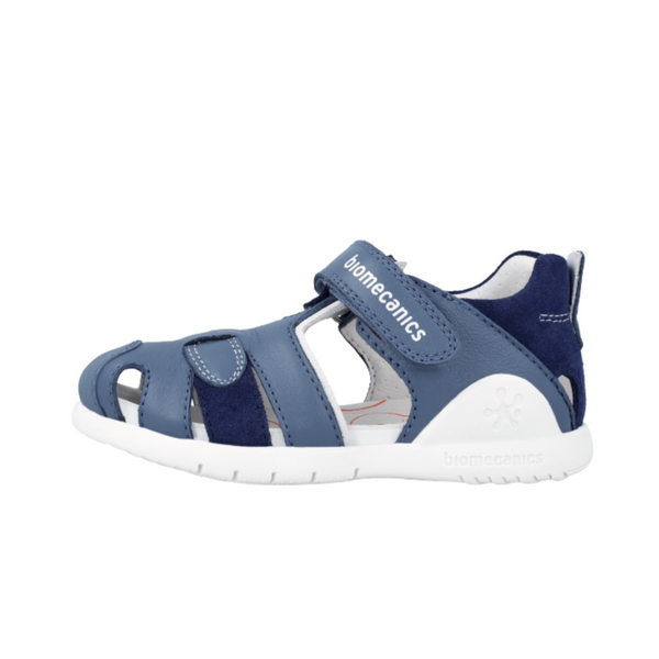 Biomecanics Sandali Urbani Per Bambino – Modello 242255B Colore Blu – Pelle, Suola Gomma, Chiusura Strap – Sviluppo Istituto Biomeccanica